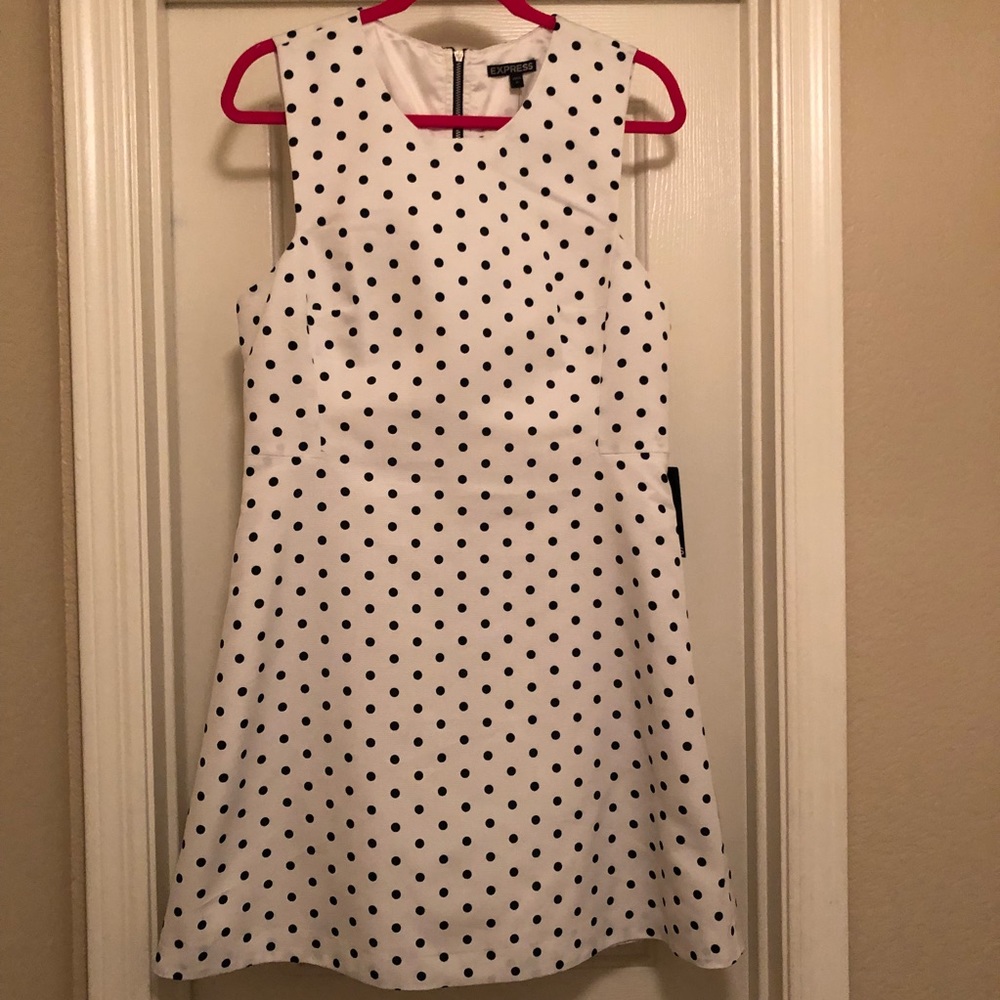 Worthington White Polka Dot A-Line Dress